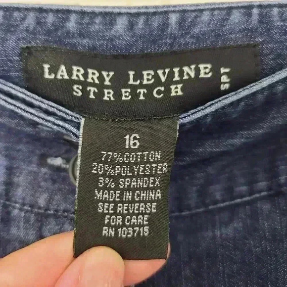Larry Levine Trouser Jeans Buckle Detail straight Leg Size 16 - Picture 5 of 8